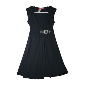 Killah by Miss Sixty Vintage Y2K Black Belted Midi Dress Women's Medium